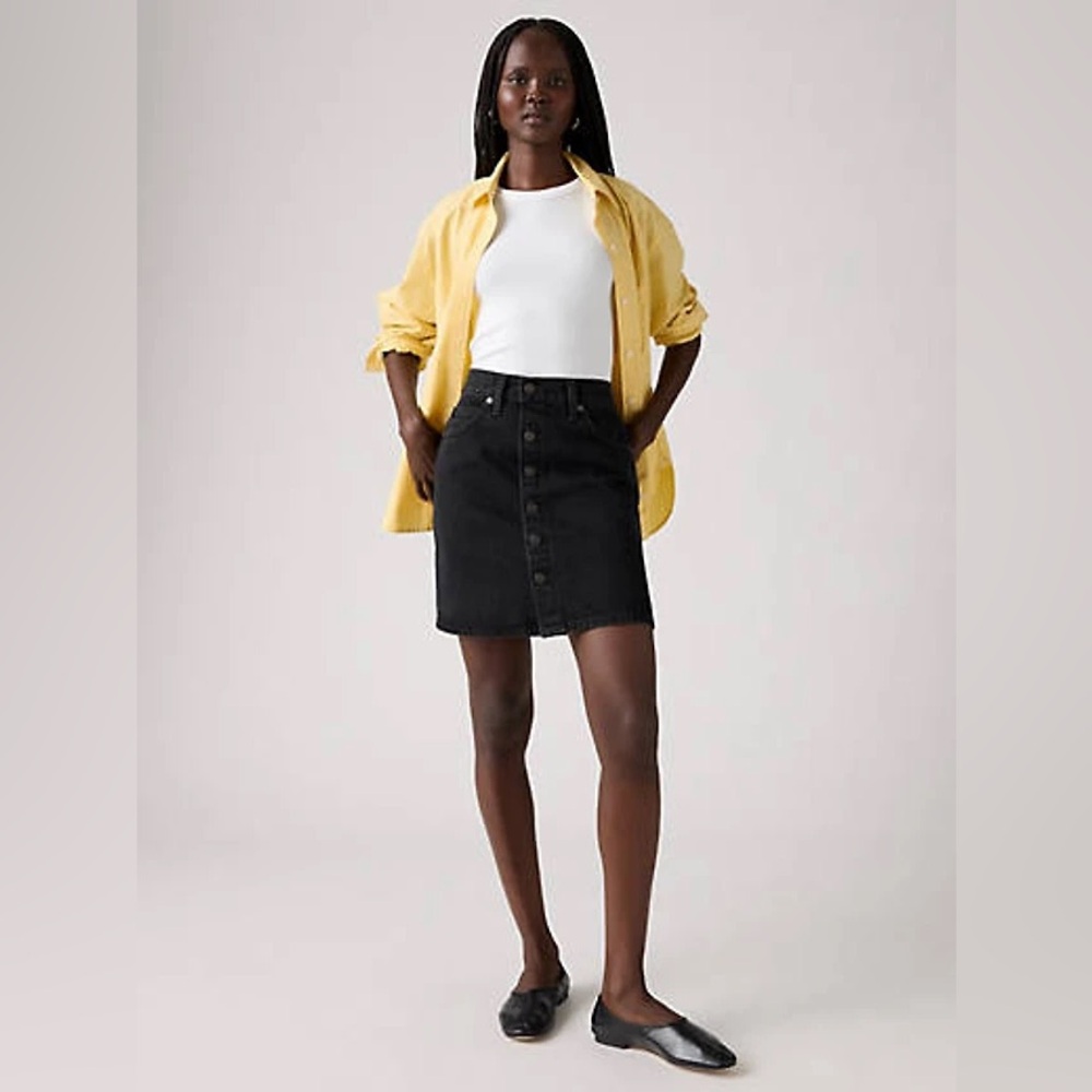 Vinyard Vines Black Corduroy Button‎ Front Skirt Medium
